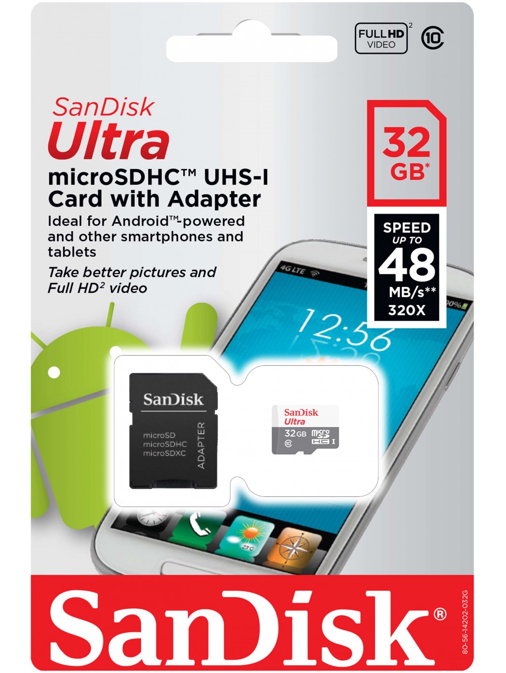 SanDisk microSDHC Flash Memory Card with Adapter (32GB Class 10)